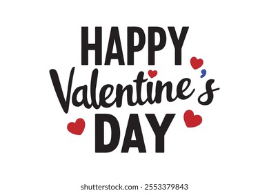 Elegant Happy Valentine's Day Typography on Black Background