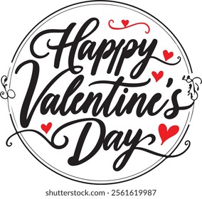 Elegant "Happy Valentine's Day" Typography with Heart Accents
