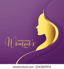 elegant happy womens day wishes card with golden lady face design vector