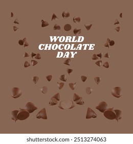 Elegant Happy World Chocolate Day Template with choco chips Background. Vector Illustration