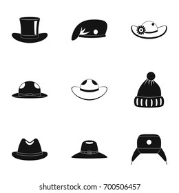 Elegant hat icon set. Simple set of 9 elegant hat vector icons for web isolated on white background