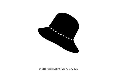 elegant hat for women, black isolated silhouette