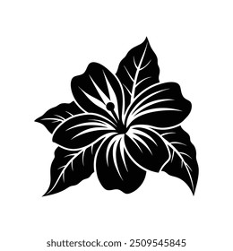 Elegant Hawaiian flower black vector illustration perfect for designs, prints, and patterns.