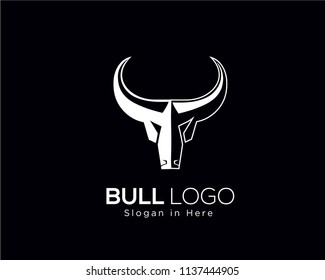 Elegant head bull on black background logo