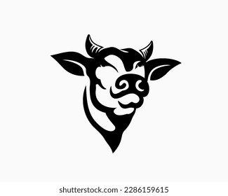 elegant head cow bull head art logo template illustration inspiration