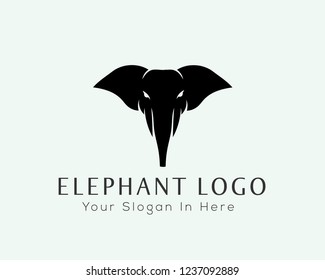 elegant Head elephant from front view logo design inspiration