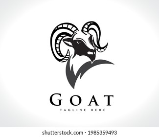 elegant head goat face drawing art logo design illustration