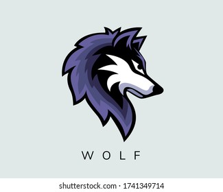 Elegant Head wolf e-sport style look logo design inspiration