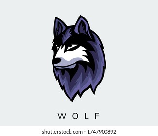elegant head wolf e-sport style logo design inspiration