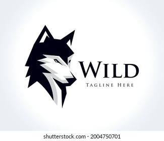 elegant head wolf profile drawing art logo design template illustration inspiration