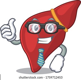 An elegant healthy human liver Businessman mascot design wearing glasses and tie