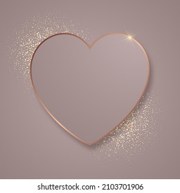 Elegant heart background for Valentines Day with gold glitter design