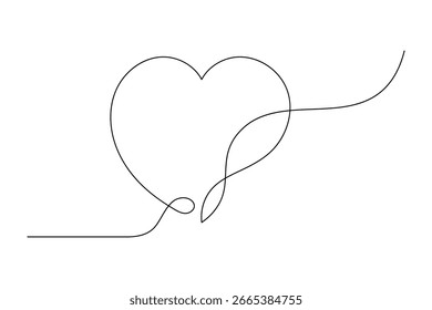 Elegant Heart Divider continúa el diseño de Vector de arte de una sola línea