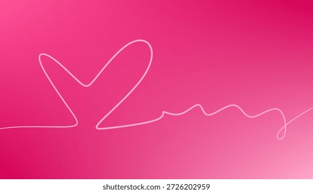Elegante Corazón de Expresión. Una línea continua Formas elegantemente un corazón, simbolizando el afecto, el amor y la conexión. Sobre un fondo rosa radiante.