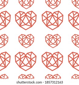 Elegant heart geometric seamless pattern on white background for fashion print, gift wrapping, wallpaper etc.
