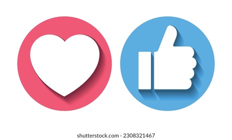 elegant heart and hand icon. Like or dislike symbols