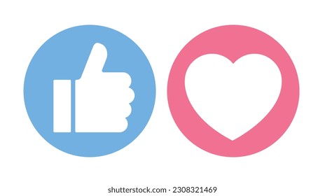 elegant heart and hand icon. Like or dislike symbols