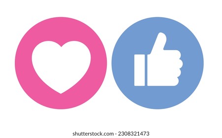 elegant heart and hand icon. Like or dislike symbols