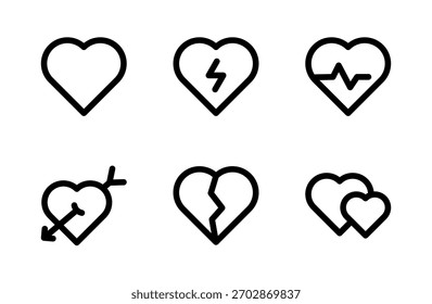 Elegant Heart Icon Set for Modern Love Symbols and Professional Romance themed Graphic Resources for Creative Visual Projects
