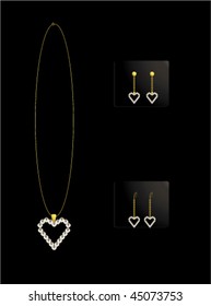 Elegant heart necklace set 2 - vector version