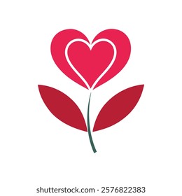 Elegant Heart Shaped Floral Vector Illustration  Design for Wedding and Valentine Projects on White Background