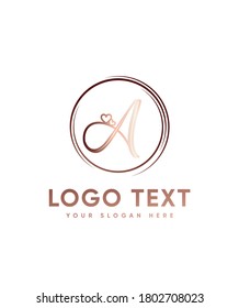 An elegant and heart themed letter type A  logo template, Vector logo for business and company identity 