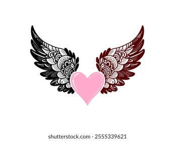 Elegant heart with wings in a creative design that celebrates love and freedom