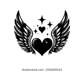 Elegant heart with wings in a creative design that celebrates love and freedom