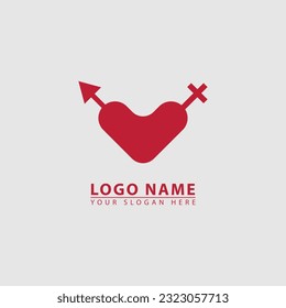elegant heart woman man logo icon. Abstract vector graphics simple elegant flat illustration style.