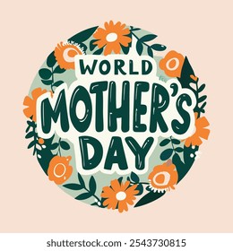 "Elegant, heartfelt typography honoring World Mother’s Day with soft curves, delicate flourishes, and warm colors. A timeless, classic design celebrating mothers everywhere."