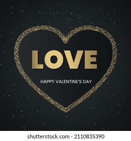 Elegant Hearts With Glitters On Black Background For Valentines Day Celebration