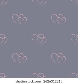 Elegant hearts outline seamless pattern