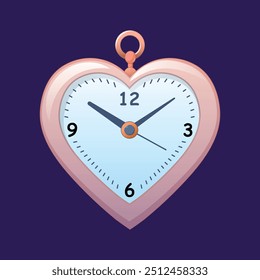 Elegant heart-shaped clock vector illustration, perfect for love-themed designs, branding, and creative projects. High-quality, scalable artwork that adds a romantic and timeless touch to any design.