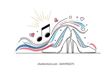 Elegant Heels and Musical Notes A Stylish and Harmonious Composition