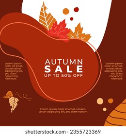 Elegant Hello Autumn themed autumn sale banner square post template with vibrant colors and space for text competiable for flyer brochure advertisement and social media