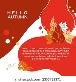 Elegant Hello Autumn themed autumn sale banner square post template with vibrant colors and space for text competiable for flyer brochure advertisement and social media