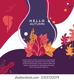 Elegant Hello Autumn themed autumn sale banner square post template with vibrant colors and space for text competiable for flyer brochure advertisement and social media