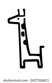 An elegant herbivore with a long neck. Drawn profile of a giraffe. Logo template. Illustration in cartoon style. Children's drawing of a giraffe for the design of patterns for wallpaper, fabric