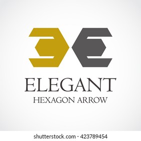 Elegant hexagon of arrow connection abstract vector and logo design or template communication business icon of company identity symbol concept