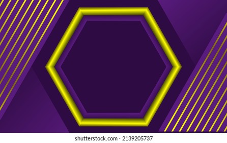elegant hexagon background with gold and purple colors