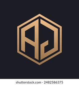 Elegant Hexagon Letter AJ Logo Design. Initial Luxurious AJ Logo Template