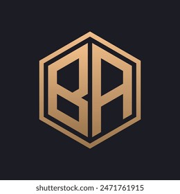 Elegant Hexagon Letter BA Logo Design. Initial Luxurious BA Logo Template