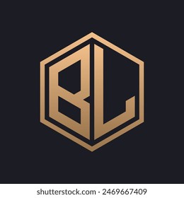 Elegant Hexagon Letter BL Logo Design. Initial Luxurious BL Logo Template