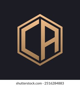 Elegant Hexagon Letter CA Logo Design. Initial Luxurious CA Logo Template