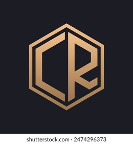 Elegant Hexagon Letter CR Logo Design. Initial Luxurious CR Logo Template