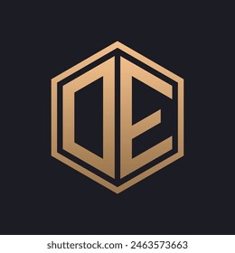 Elegant Hexagon Letter DE Logo Design. Initial Luxurious DE Logo Template