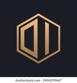 Elegant Hexagon Letter DI Logo Design. Initial Luxurious DI Logo Template