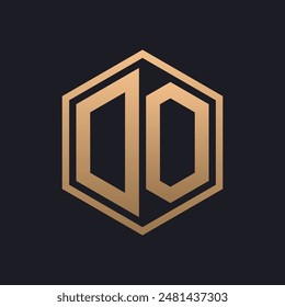 Elegante Hexagon Letter DO Logo Design. Plantilla inicial de logotipo de lujo DO