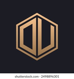 Elegant Hexagon Letter DU Logo Design. Initial Luxurious DU Logo Template