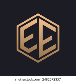 Elegant Hexagon Letter EE Logo Design. Initial Luxurious EE Logo Template